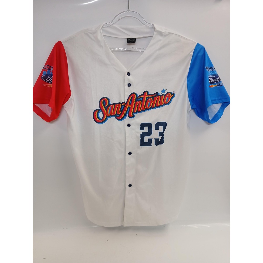 San‎ Antonio Shirt Mens Extra Large White Red Blue Baseball Jersey 23 Coyote